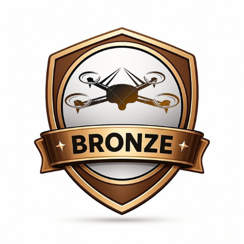 Bronze drone survey plan badge with drone icon for basic roof inspection photos in Cardiff